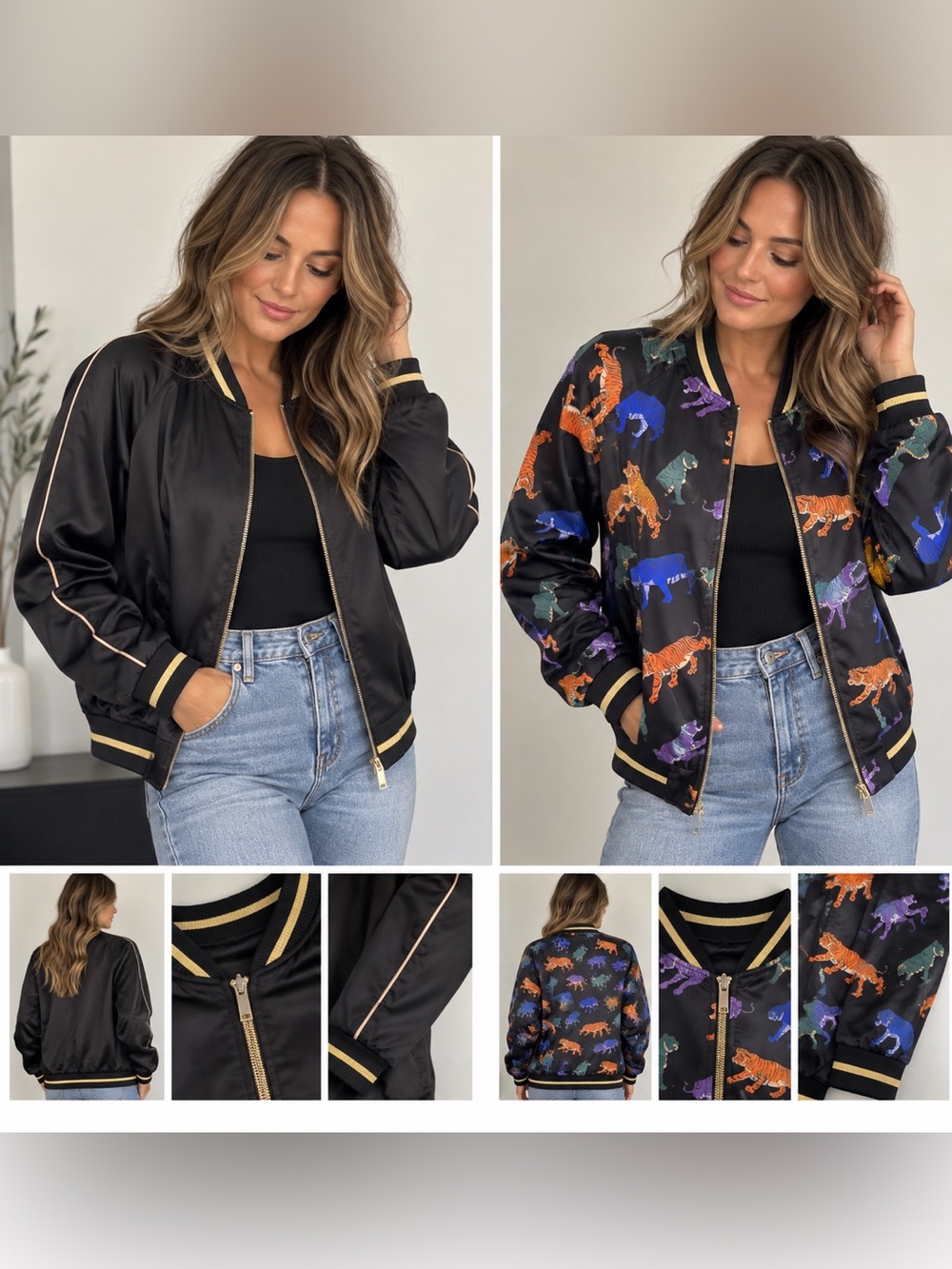 Simons Black Bomber Jacket with Gold Trim